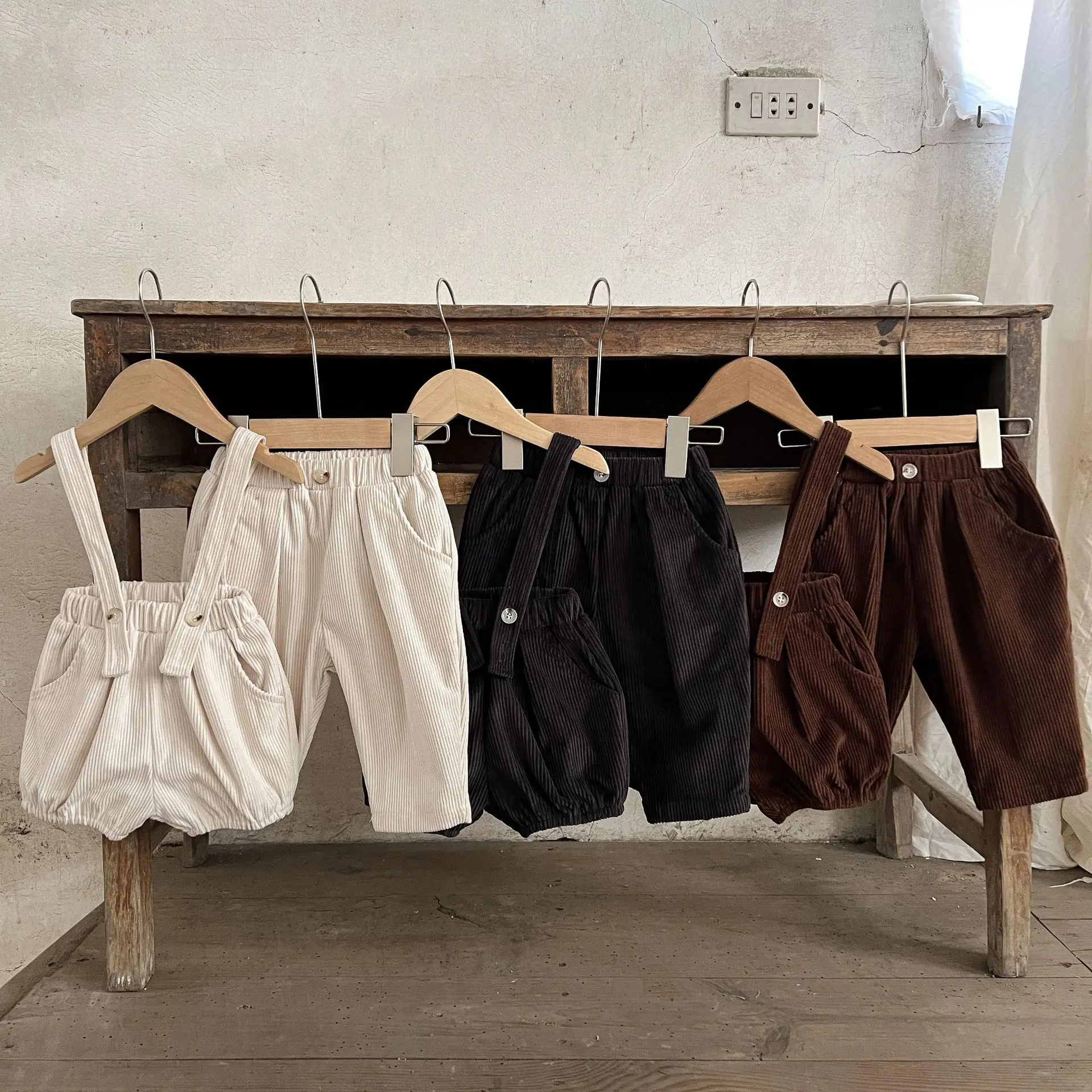 Top Trends: Autumn Corduroy Baby Pants 2023 Korea Solid Color Baby Pants For Boys Girlst Rstyle Shoulder Strap Pants For 0-24Months Shoppable Styles