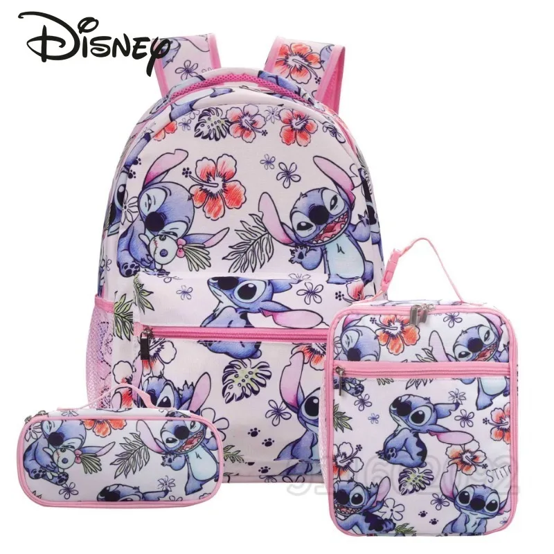 Top Trends: Disney Stitch New Children&#039;s School Bag 3-piece Set Children&#039;s Backpack Cartoon Girls&#039; School Bag Large Capacity High Quality Shoppable Styles