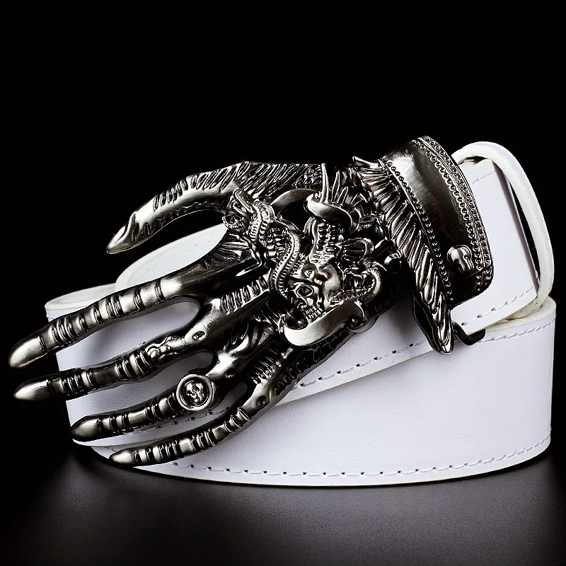 Top Trends: Skull Palm Fashion Men Belt Skeleton Hand Bone Metal Buckle Street Hip Hop Style Decoration Shoppable Styles