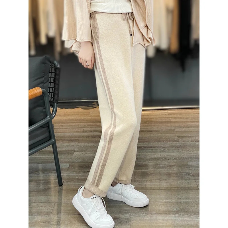 Top Trends: 2023Autumn And Winter New Cashmere Knitted Leggings Women's High Waist Casual Versatile Outwear Pocket Wool Pants Shoppable Styles