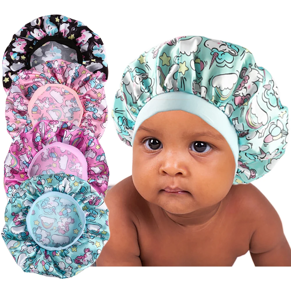 Top Trends: Kids Satin Bonnet Child Sleeping Cap Elastic Wide Band, Breathable Baby Bonnets Night Sleep Caps Shoppable Styles