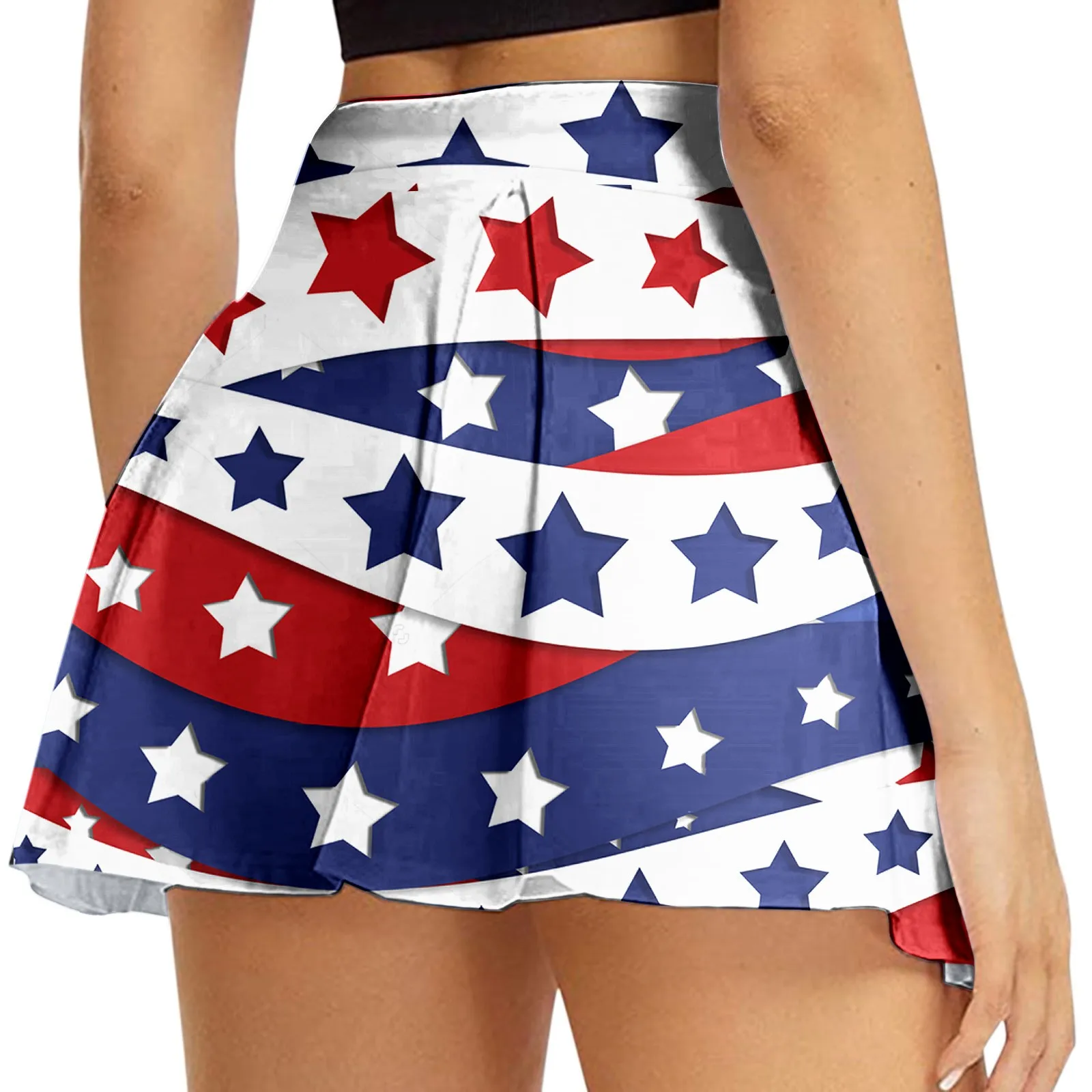 Top Trends: Loose Sports Mini Skirts Breathable Quick Dry Star Print Skirt 4th Of July Yo-ga Skirts Summer Women's Skirt Running Falda Shoppable Styles