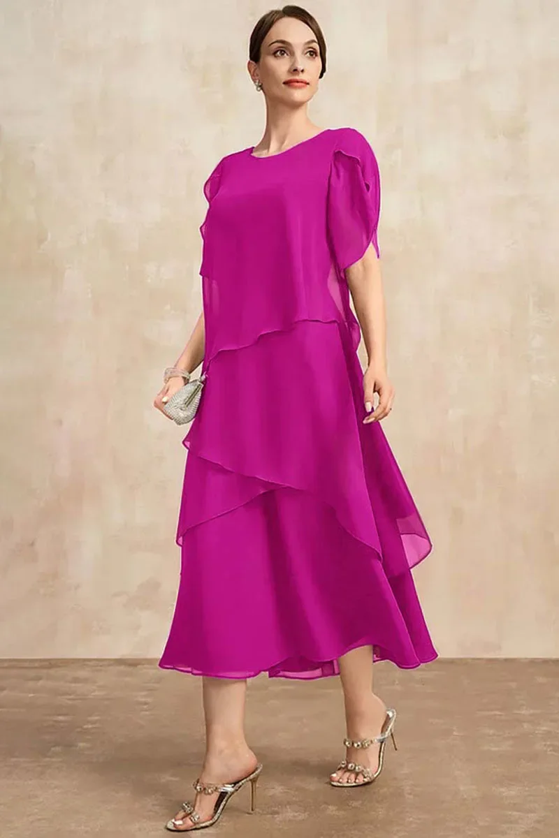 Top Trends: Elgeant Chiffon Mother Of The Bride Dresses Irregular Layered Petal Sleeve Flowy Maxi Dress Party Wedding Guest Dress Plus Size Shoppable Styles