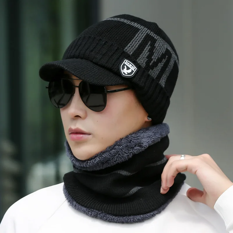 Top Trends: New Unisex Coral Fleece Winter Beanies Men's Cap Scarf Warm Breathable Wool Plus Velvet Thickening Men Fashion Knitted Hats Shoppable Styles - Image 2