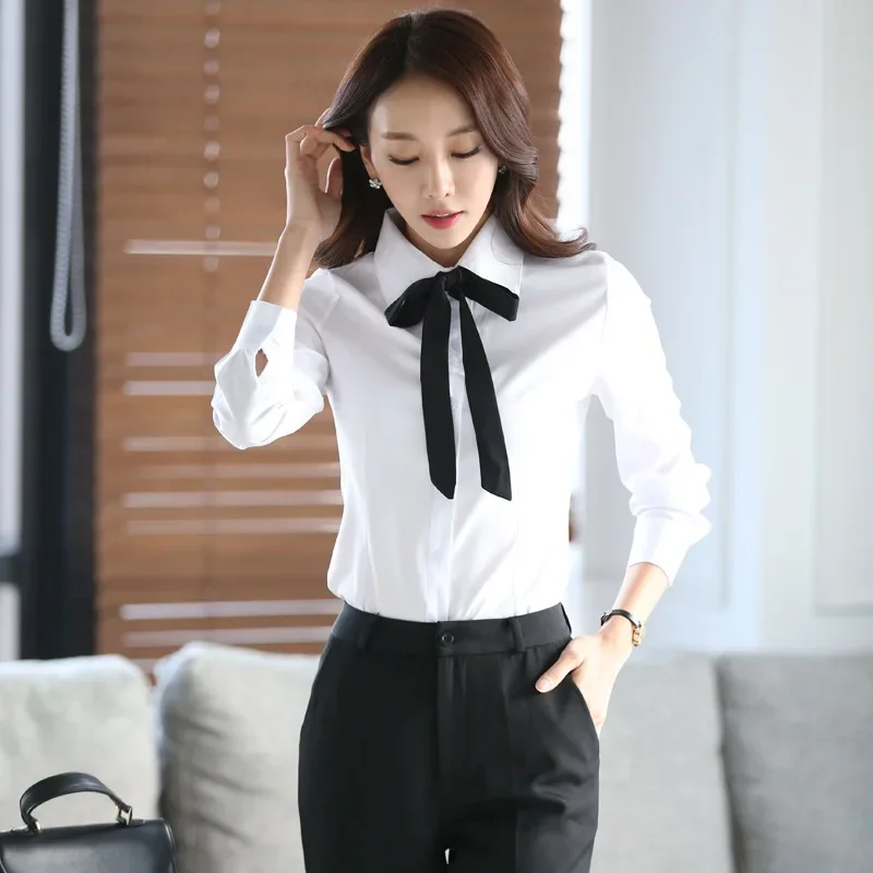 Top Trends: New Autumn White Shirt Women Blouse Long Sleeve Slim Work Blouse Plus Size Shirts Women's Office Casual Blouses Fashion Bow Tops Shoppable Styles