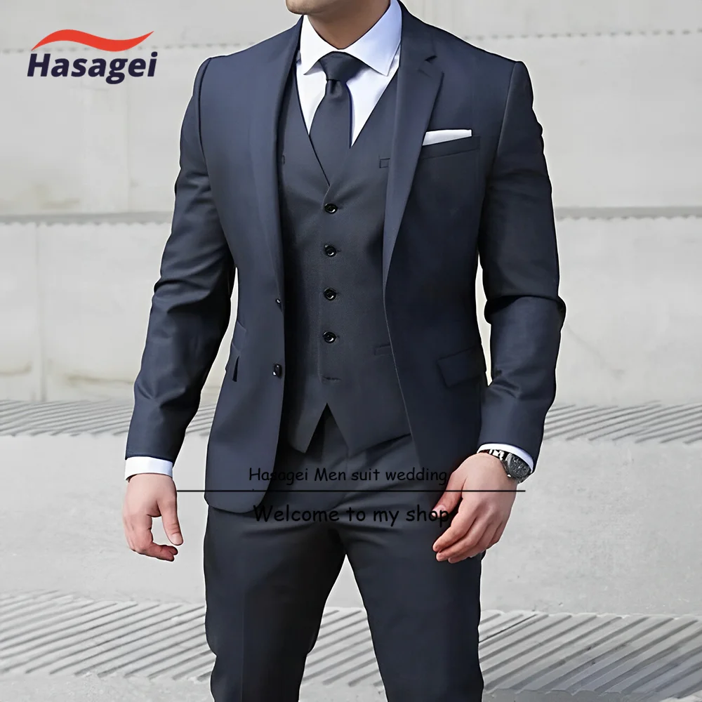 Top Trends: Navy Blue Men&#039;s Business Suit 3-piece Slim Fit Jacket Pants Vest Formal Commuting Clothes Wedding Groom Tuxedo Shoppable Styles