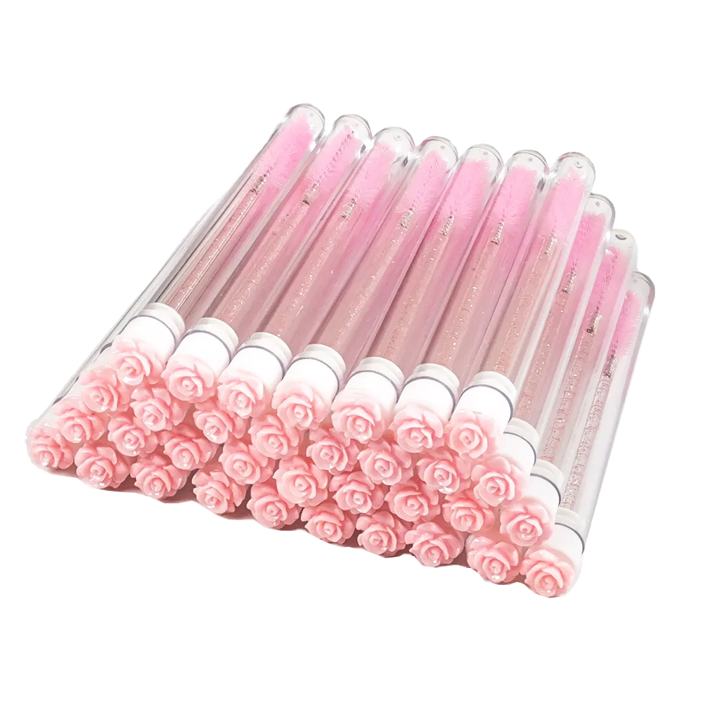 Top Trends: 50pcs Reusable Eyelash Brush Tube Eyelash Wands Eyebrow Brush Replaceable Dust-proof Sparkling Broken Diamond Bottom LAUKISS Shoppable Styles