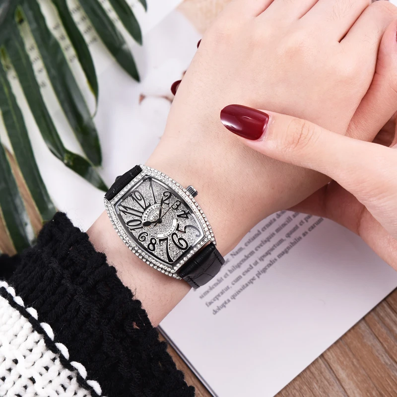 Top Trends: Fashion Unique Design Luxury Diamond Crystal Women Watches Colorful Leather Strap Quartz Girl Ladies Clock Dress Wristwatch Shoppable Styles - Image 3