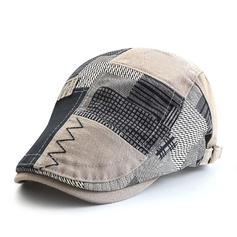 Top Trends: Designer Beret Hat Men Retro Newsboy Cap Patchwork Plaid Herringbone Flat Peaked Cap Women Driving Cabbie Gatsby Hat Casquette Shoppable Styles - Image 4