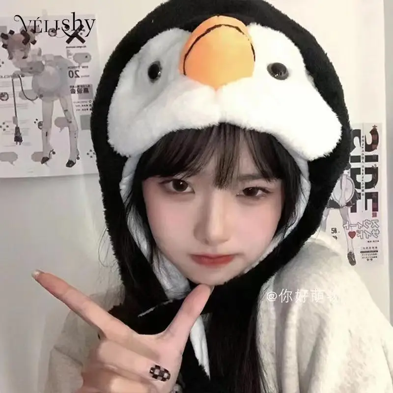 Top Trends: Women Cute Cartoon Animal Fuzzy Penguin Warm Beanie Hat Winter Men&#039;s Thicken Caps Children Kids Boys Girls Fluffy Cosplay Hats Shoppable Styles