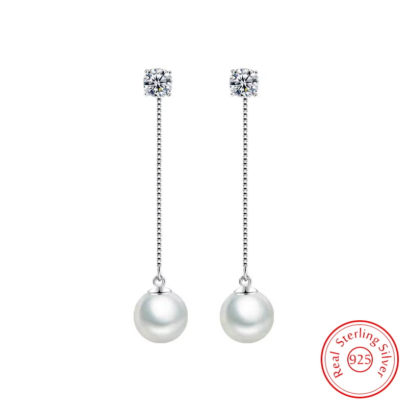 Top Trends: Solid 925 Sterling Silver New Crystal Pearl Jewelry Drop Earrings For Women Trendy XY0080 Shoppable Styles