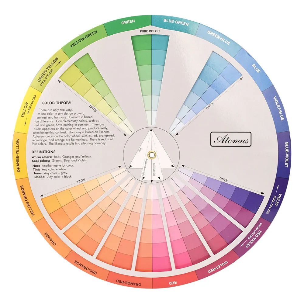 Top Trends: Professional Paper Card Design Color Mixing Wheel Ink Chart Guidance Round Central Circle Rotates Tattoo Nail Pigment Shoppable Styles