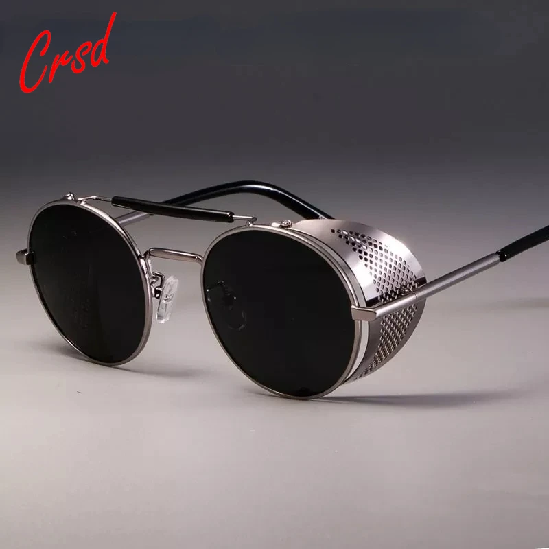 Top Trends: 2022 Steampunk Sunglasses For Men Punk Retro Round Metal Sun Glasses Women Luxury Brand Designer Windshield Shades Eyewear UV400 Shoppable Styles