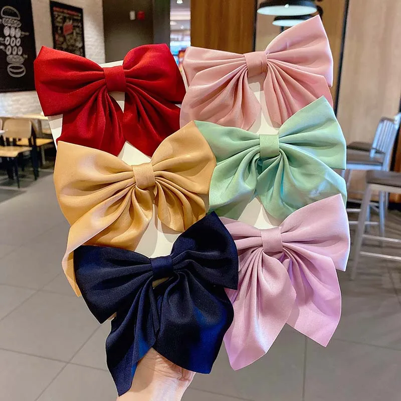 Top Trends: Fashion Sweet Bow Hair Clip Solid Color Girl Satin Butterfly Hair Clip Duck Mouth Clip Children&#039;s Hair Accessories Shoppable Styles