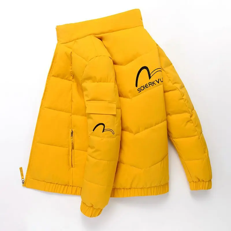 Top Trends: 2023 New Cotton-Padded Coat Men Winter Coat Yellow Stand-up Collar Jacket Thickened Padded Jacket Youth Winter Clothes Men Shoppable Styles