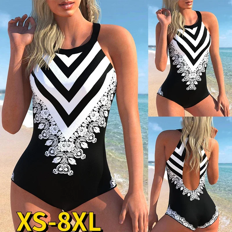 Top Trends: 2024 Sexy Print One Piece Swimsuit Tankini Large Size Swimwear Women Flower Vintage Bodysuit Swim Beachwear Bathing Suit New Shoppable Styles