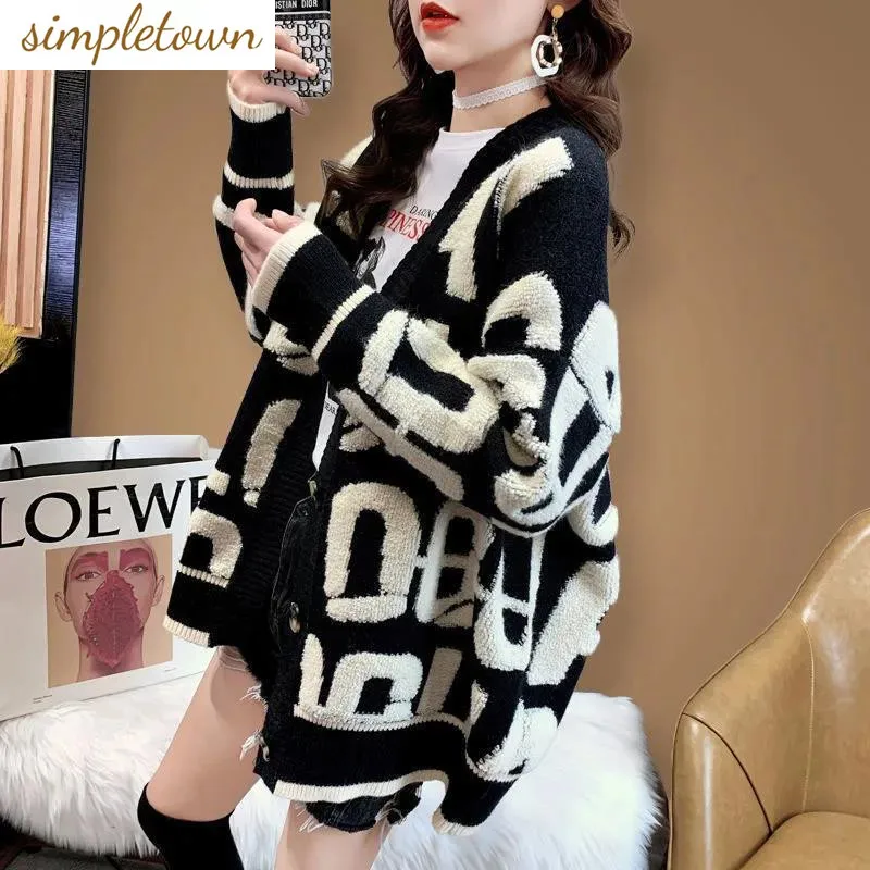 Top Trends: Westernized Thickened Sweater Cardigan Women&#039;s Autumn And Winter 2023 New Korean Versatile Loose Knitted Coat Shoppable Styles