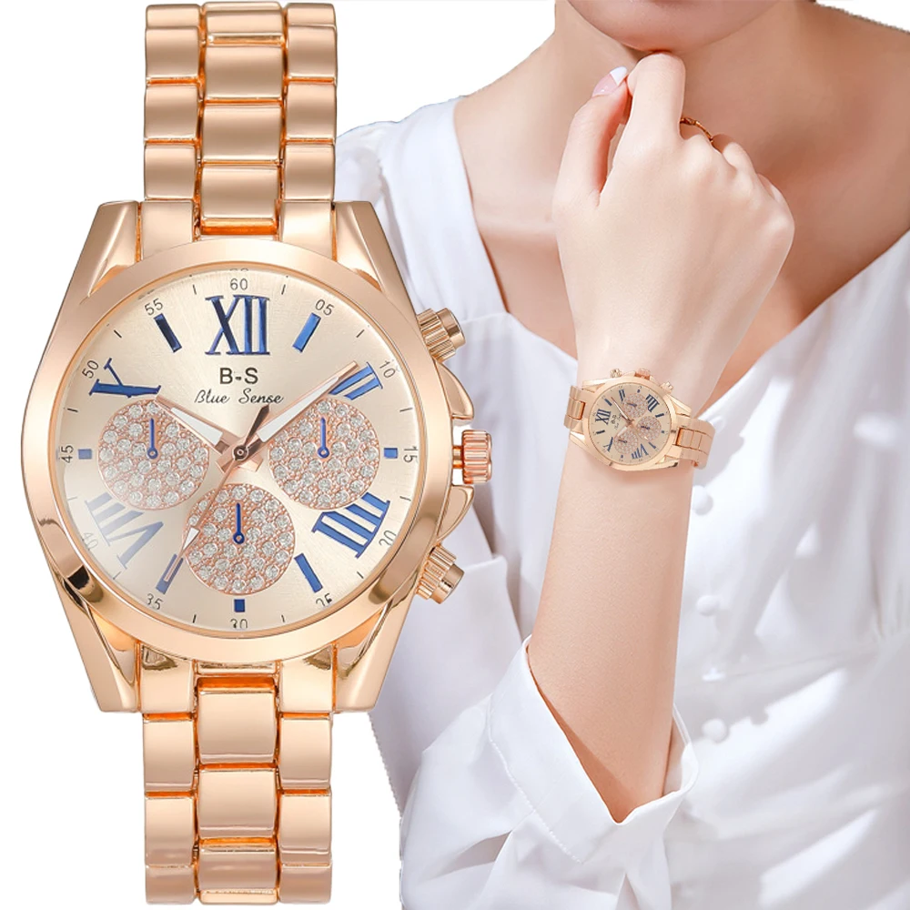 Top Trends: Luxury Women's Watch Metal Strap Temperament Three Eyes Roman Text Metal Strap Quartz Watch For Women Gift Watches Clock Shoppable Styles