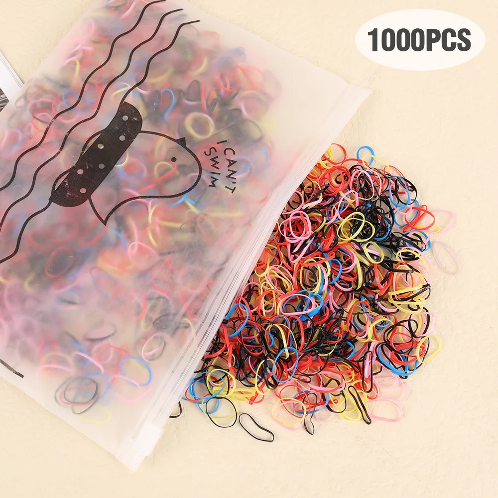 Top Trends: 1000Pcs Colorful Disposable Hair Bands Scrunchie For Kids Girls Elastic Rubber Band Ponytail Holder Hair Accessories Hair Ties Shoppable Styles - Image 6