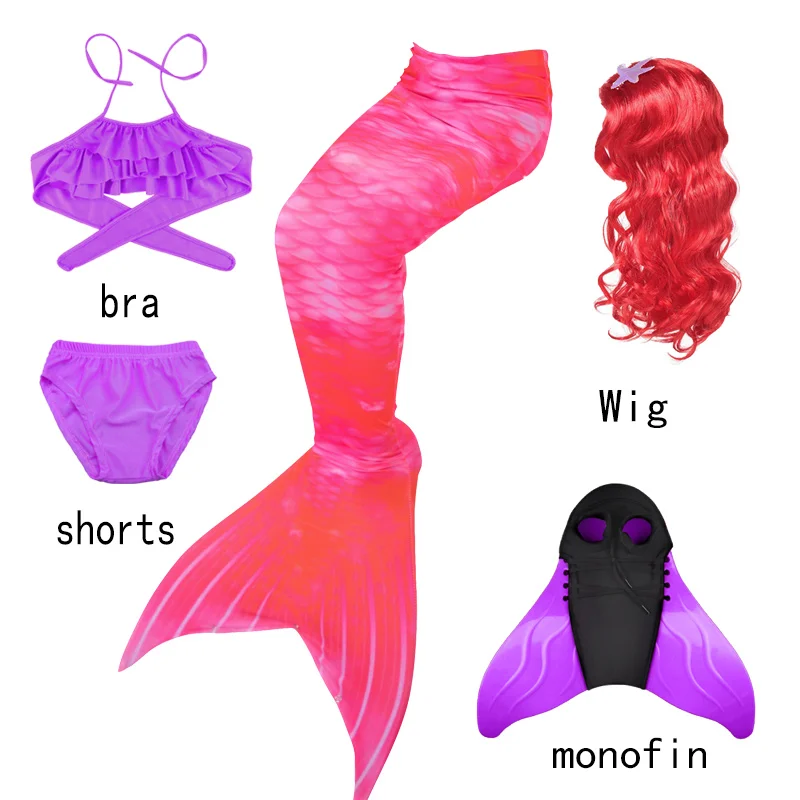 Top Trends: Anime Kids Girls Swimming Mermaid Tail With Wigs Cosplay Children Christmas Gift Fantasy Swimsuit Add Monofin Fin Shoppable Styles