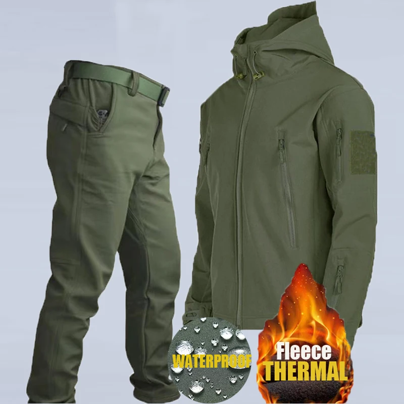 Top Trends: Men Winter Waterproof Fish Climb Trekking Jackets Tactical SharkSkin Tracksuit Hike Military Pant Casual Army Hunt Camp Trousers Shoppable Styles