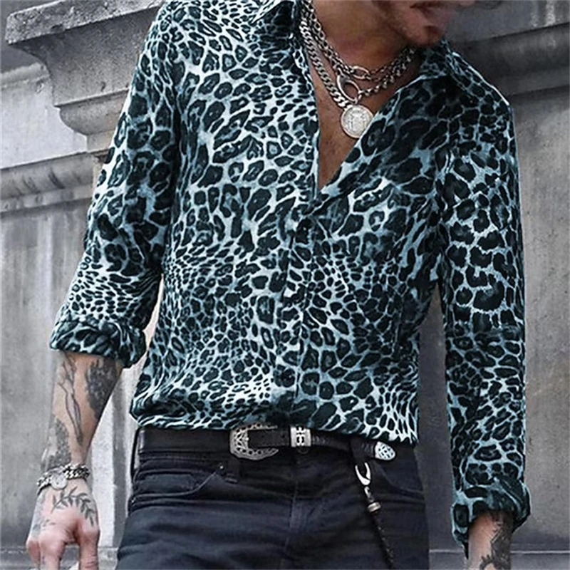 Top Trends: Hawaiian Fashion Luxury High Quality Leopard Print Men's Shirts Single Breasted Shirts Casual Camo Print Long Sleeve Men's Tops Shoppable Styles - Image 5