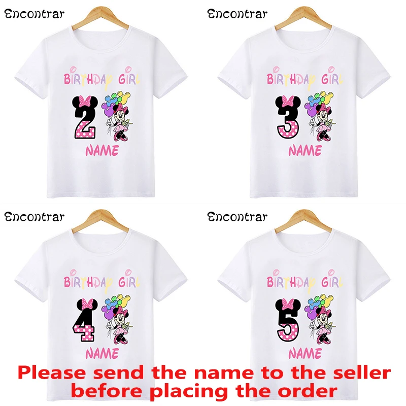 Top Trends: Disney Minnie Mouse Graphic Birthday Girl T Shirt Kids Clothes 1 2 3 4 5 6 7 8 9 Years Baby Girls Party T-Shirts Customize Tops Shoppable Styles