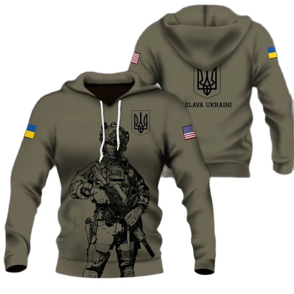 Top Trends: Ukrainian Men's Camo Hoodies Military Brigade Style Sweatshirts Veterans Army Flag Clothing Oversized Harajuku Long Sleeve Tops Shoppable Styles