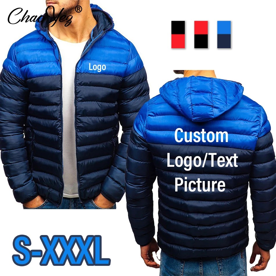 Top Trends: Custom Your Logo Men Winter Cotton Jacket Women's Hooded Fashion DIY Print Thickened Warm Cotton Clothing Couple Coat Clothes Shoppable Styles