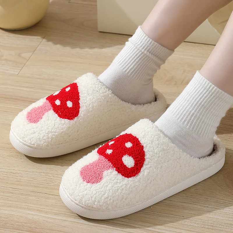 Top Trends: Slippers For Girl Women Sewant Mushrooms Flat Warm Winter Fall Couple Non-Slip Wear-resistant Thick Bedroom Home Ladies Shoes Shoppable Styles