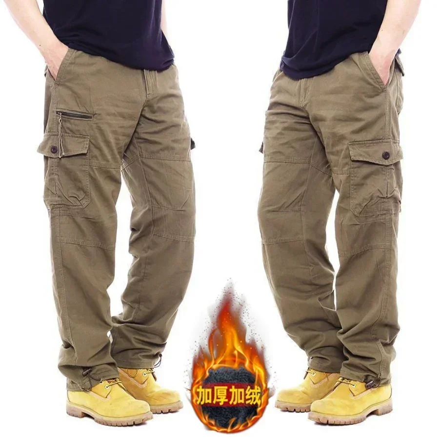 Top Trends: New 2024 Men's Warm Fleece Cargo Pants Solid Winter Thick Military Camouflage Tactical Cotton Long Trousers Men Casual Pants 5XL Shoppable Styles - Image 6