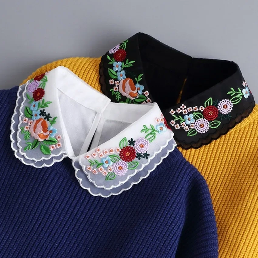 Top Trends: Embroidery Fake Collar Removable Shirt Collar Decoration Blouse Detachable False Lapel Blouse Tops Women Clothes Accessories Shoppable Styles