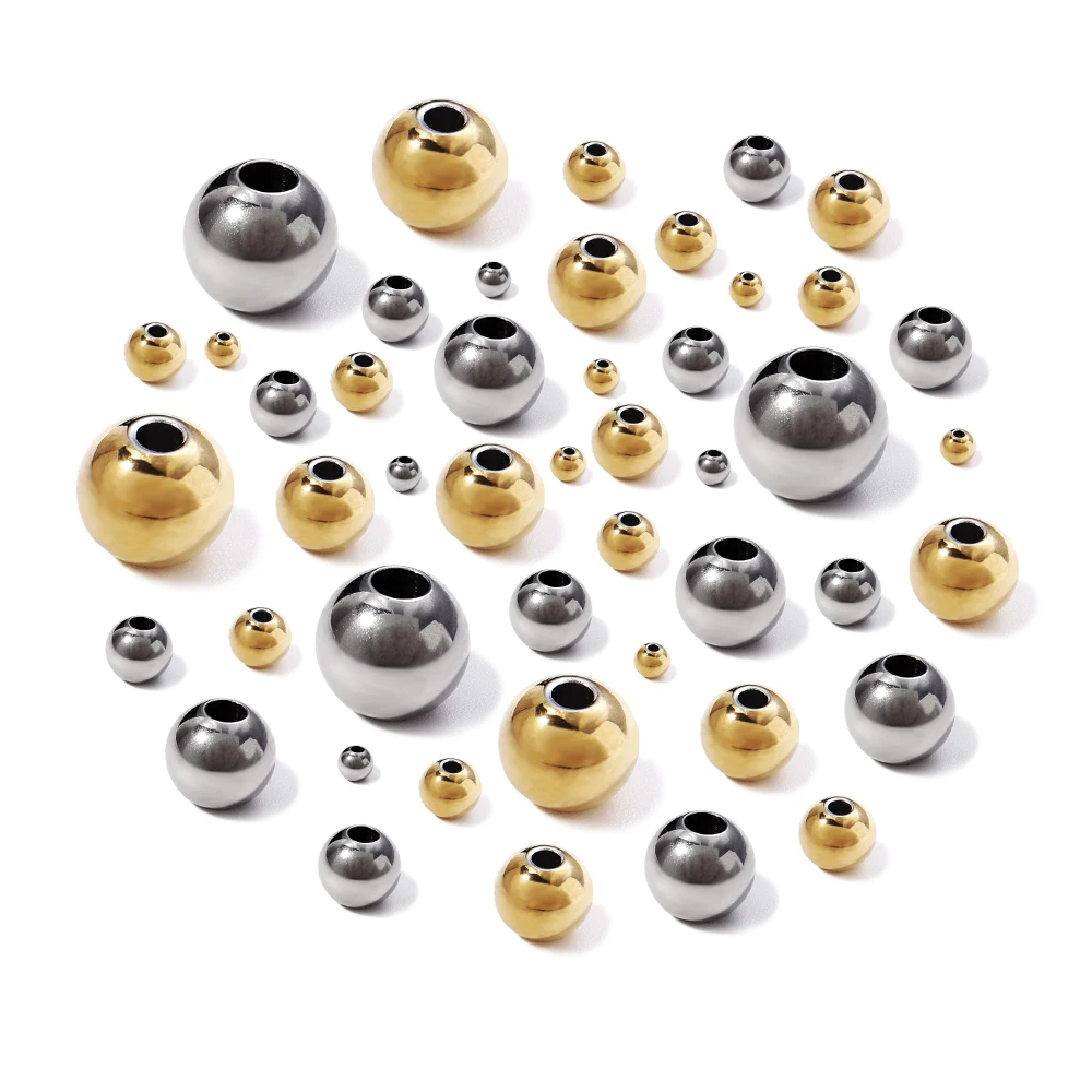 Top Trends: 2mm 3mm-10mm Stainless Steel Beads For Jewelry Making Loose Spacer Beads Ball Hole 1.2-5mm For Bracelets Jewelry Components DIY Shoppable Styles