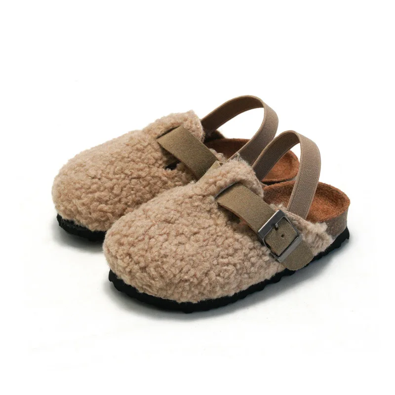 Top Trends: Child Baby Boys Girls Warm Fuzzy Slipper Plush Sandals Cork Faux Fur Flats Toddler Prewalker Slipper Elastic Back Strap Shoppable Styles