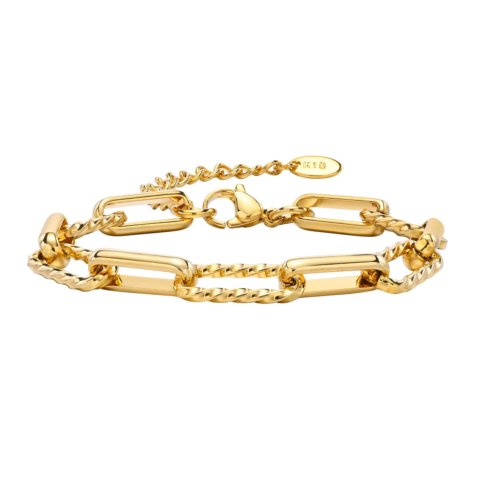 Top Trends: Women Paperclip Chain Bracelet, 18K Gold Plated Stainless Steel Adjustable Chain Bracelet, Chunky Stackable Layered Jewelry Shoppable Styles