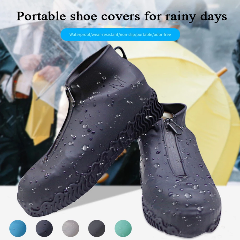 Top Trends: Rain Shoes Cover Solid Color Non Slip Shoes Case Zipper Silicone Waterproof Shoe Covers Reusable Cubre Zapatos Impermeables Shoppable Styles