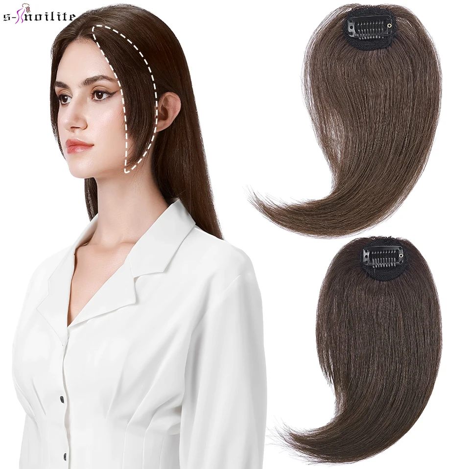 Top Trends: S-noilite Side Parting Bang 2pcs Natural Hair Bangs Human Hair Fringe Left Right Hair Extensions 16g Hairpiece Bangs With Clip Shoppable Styles