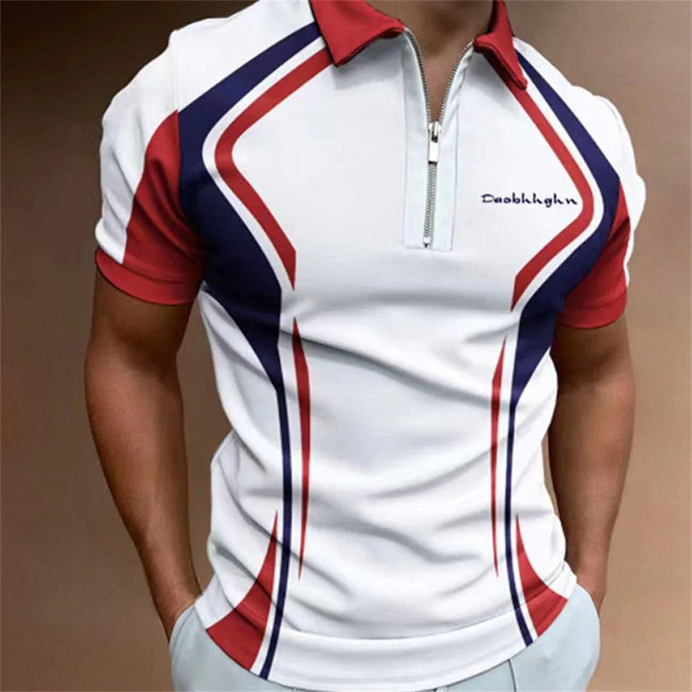 Top Trends: Men Polo Shirt Stripes Short Sleeve T-shirt Male Breathable Tops Business Turn Down Collar Streetwear Luxury Brand High Quality Shoppable Styles