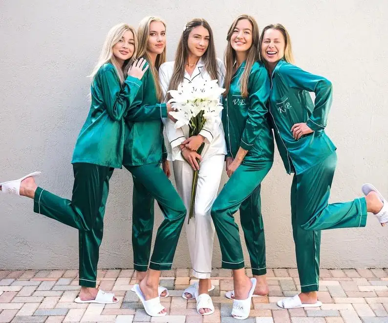 Top Trends: Bridesmaid Pajamas Bride Pjs For Women Silk Sleepwear Personalized Satin Pajama 2PC Bridal Party Custom Hen Party Pjs Tops+ Pants Shoppable Styles