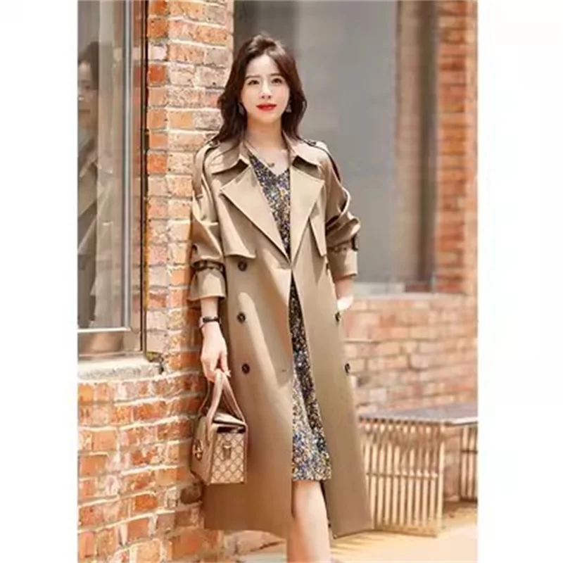 Top Trends: Lace-Up Windbreaker Female All Match Jacket 2024 Autumn Spring Jacket Women Zipper Coat Solid Color Tops Lining Long Trench Shoppable Styles