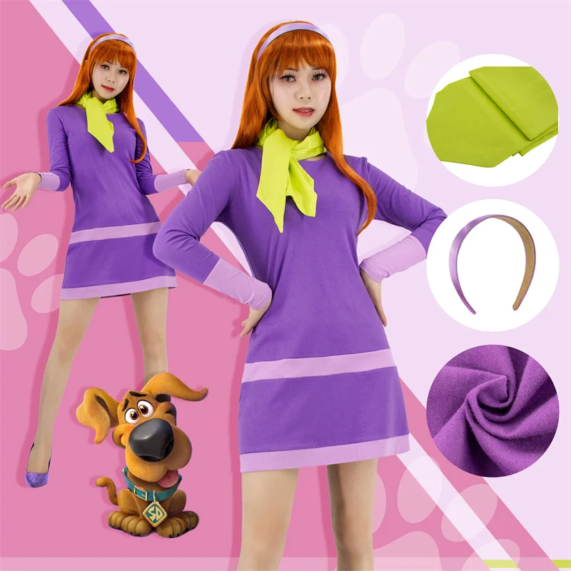 Top Trends: DAZCOS Daphne Cosplay Costume Daphne Purple Dress Women Halloween Carnival Party Uniform Set Shoppable Styles