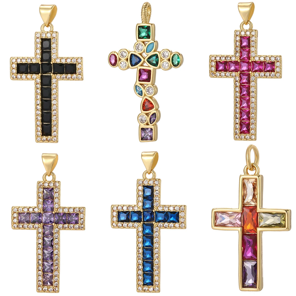 Top Trends: Bohemian Cross Charms For Jewelry Making Supplies Pave Zircon Gold Color Dijes Diy Earrings Bracelet Necklace Shoppable Styles