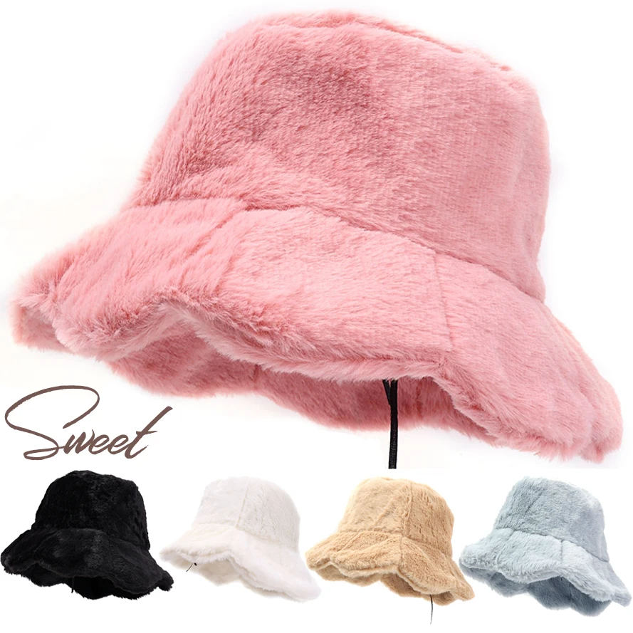 Top Trends: Soft Ruffle Sweet Bucket Hat Plush Lotus Leaf Winter Warm Fisherman Hat Women Girls Autumn Outdoor Panama Casual Caps Hats Shoppable Styles