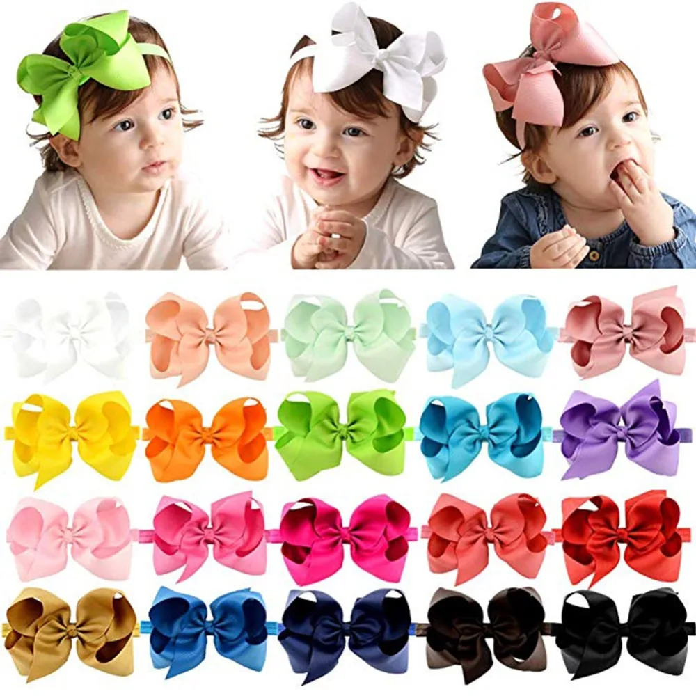 Top Trends: 1Pcs 6 Inch Fashion Large Kids Plain Ribbon Bow Headband With Boutique Windmill Bow Girl Elastic Hair Accessories 665 Shoppable Styles