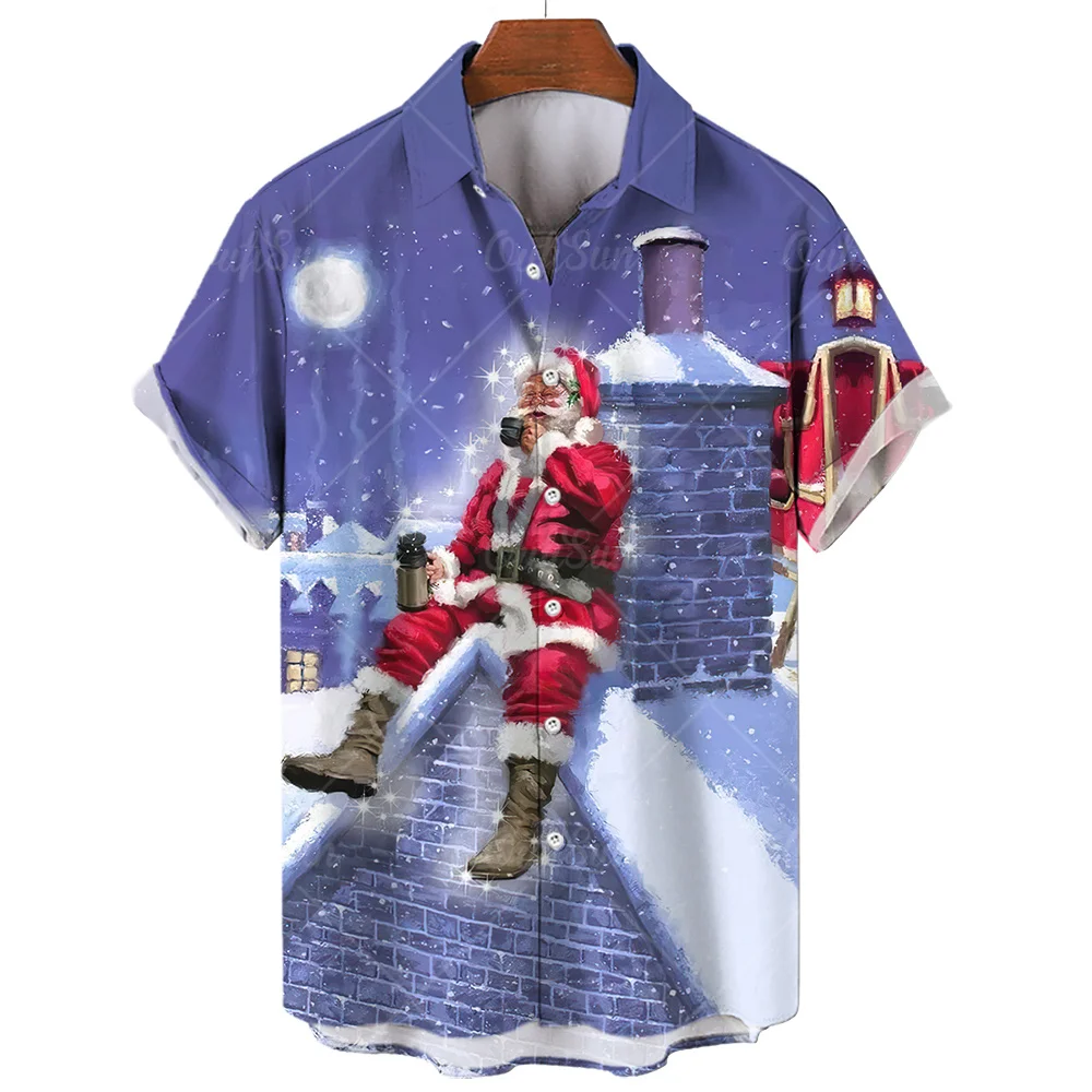 Top Trends: Santa Claus Shirt For Men Christmas Printed Summer Casual Tops Loose Oversized Shirt Beach Party Short Sleeved Shirts And Blouse Shoppable Styles - Image 5