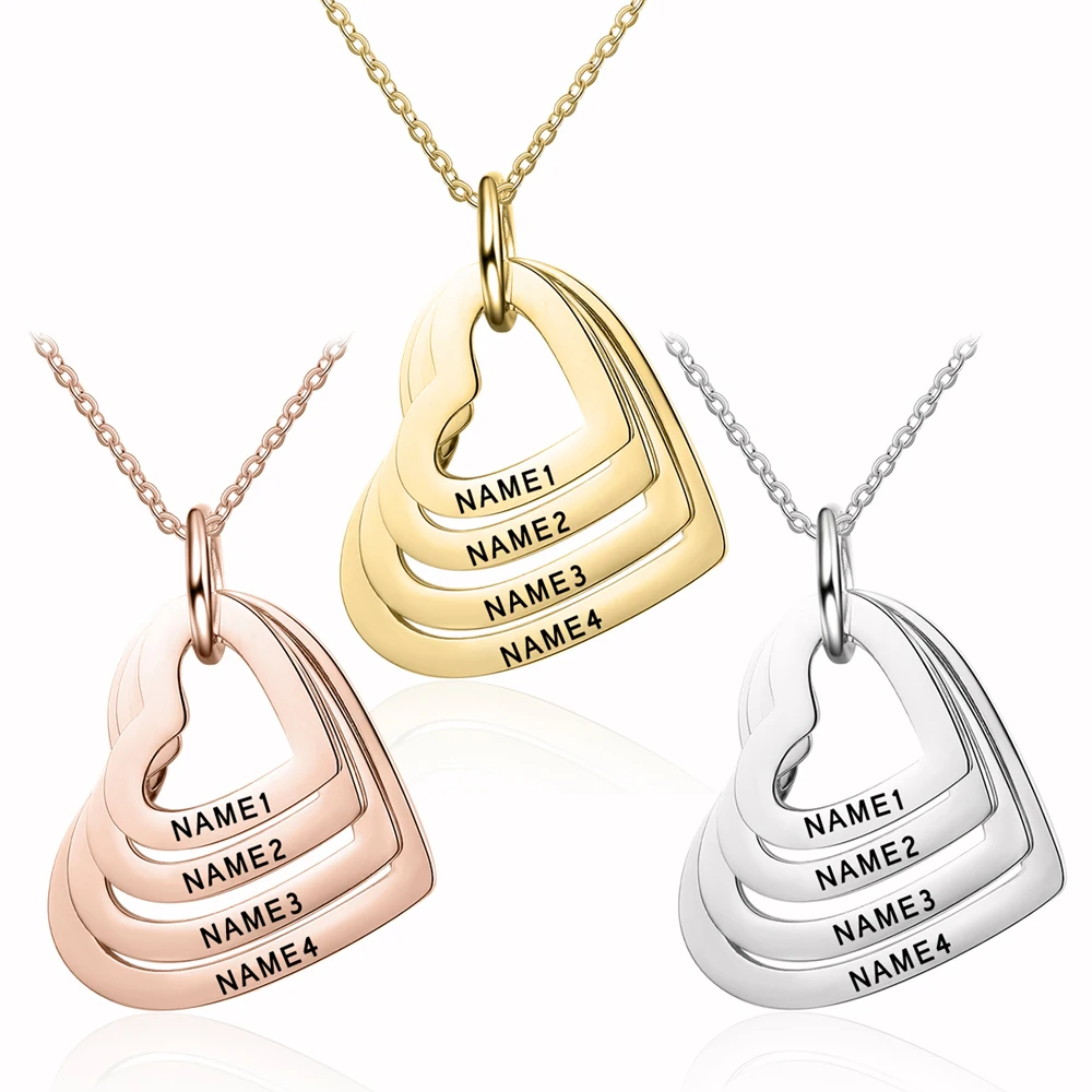 Top Trends: 2023 Custom Stainless Steel Engraved Name Necklace For Lover Family Gift Personalized Heart Pendant Jewelry Shoppable Styles