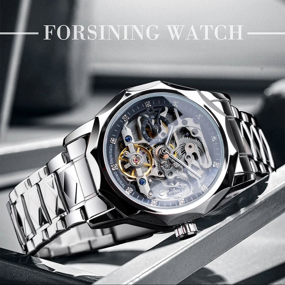 Top Trends: Forsining Skeleton Mechanical Wristwatch Men's Tourbillion Design Automatic Watch Waterproof Business Style Watches Silver Shoppable Styles - Image 3