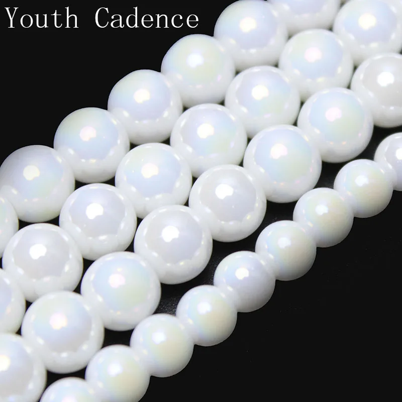 Top Trends: Natural AB Color Porcelain White Crystal Beads Glass Round Loose Beads For Jewelry Making DIY Necklace Bracelet 15inches 6 / 8 / 10m Shoppable Styles