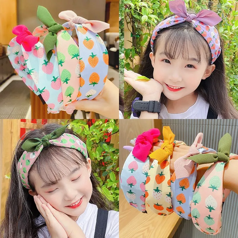 Top Trends: AISHG Fruit Print Hairband For Women Strawberry Knot Bow Headband Korean Sweet Fabric Hoop Hair Band Girls Hair Accessories Shoppable Styles