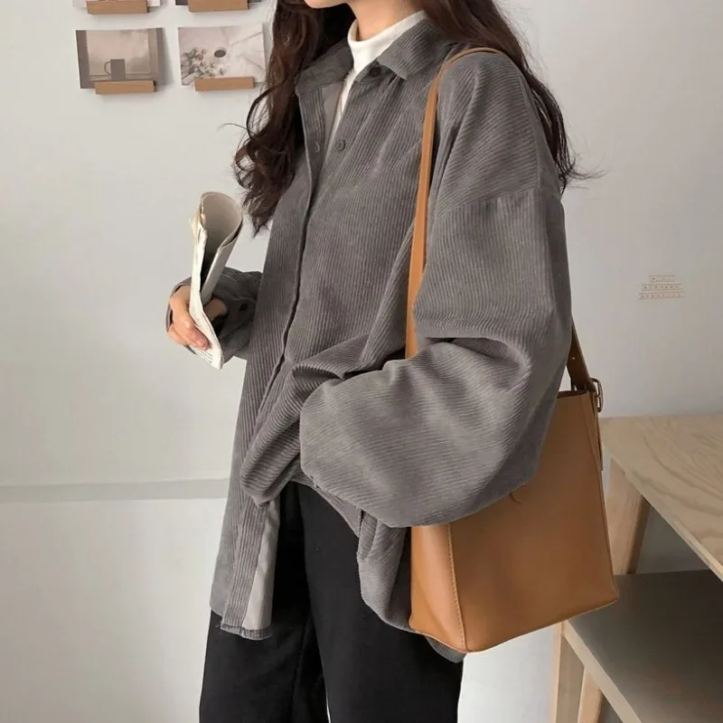 Top Trends: XEJ Corduroy Shirt Women's Long Sleeve Top Women's Outerwear Women's Autumn Coat Korean Fashion Brand Clothing Shoppable Styles